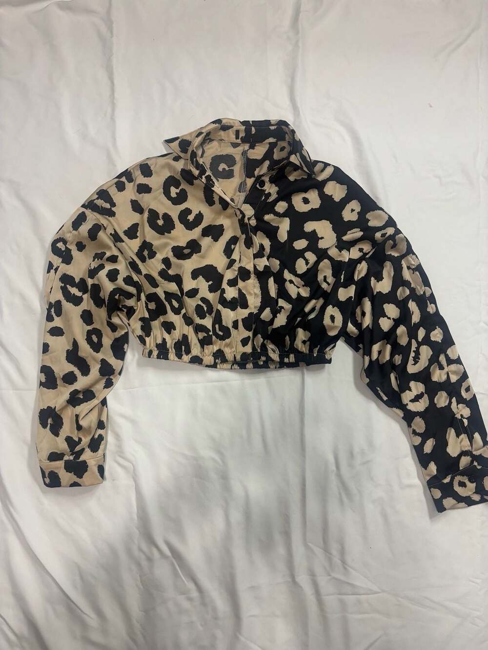 Leopard Print Cropped Blouse